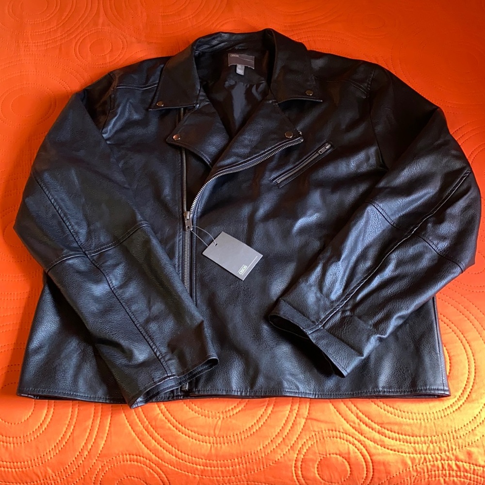 Asos Mens Faux Leather Biker Jacket 4XL Blk